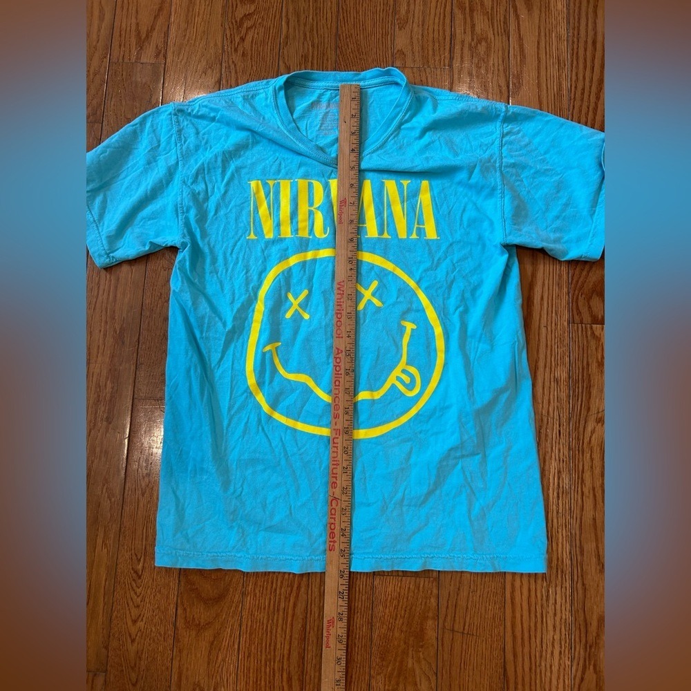 Vintage Nirvana T Shirt Size M Blue Smiley Face Come As You Are Everyone Is Gay - Picture 4 of 7